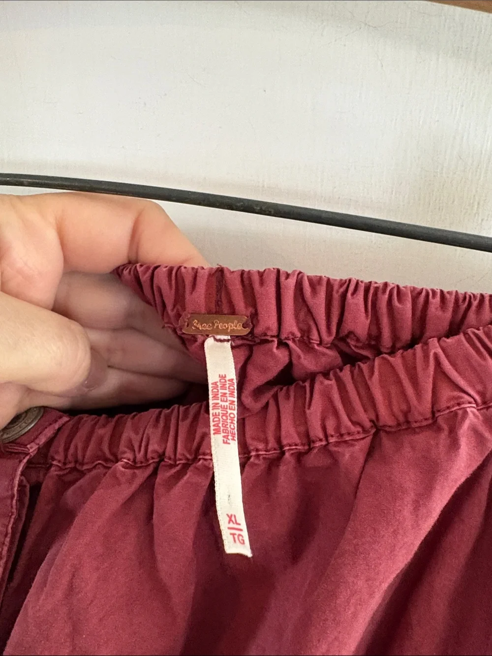 Free People Eloise red maxi front snaps, drawstring bottom Size XL
